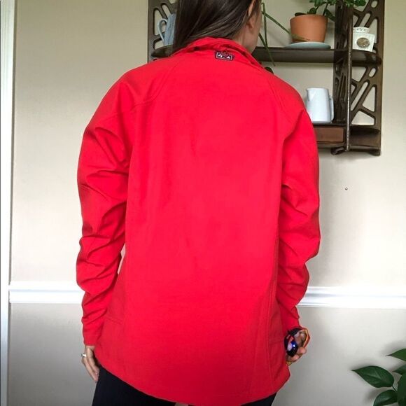 Adidas Outdoor Red Full Zip Shell Jacket Coat Men Size Small Logo Lined - Picture 3 of 8